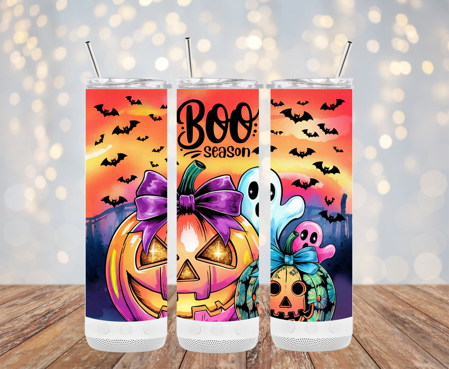 Halloween Boo Season Ghosts and Pumpkins Tumblers