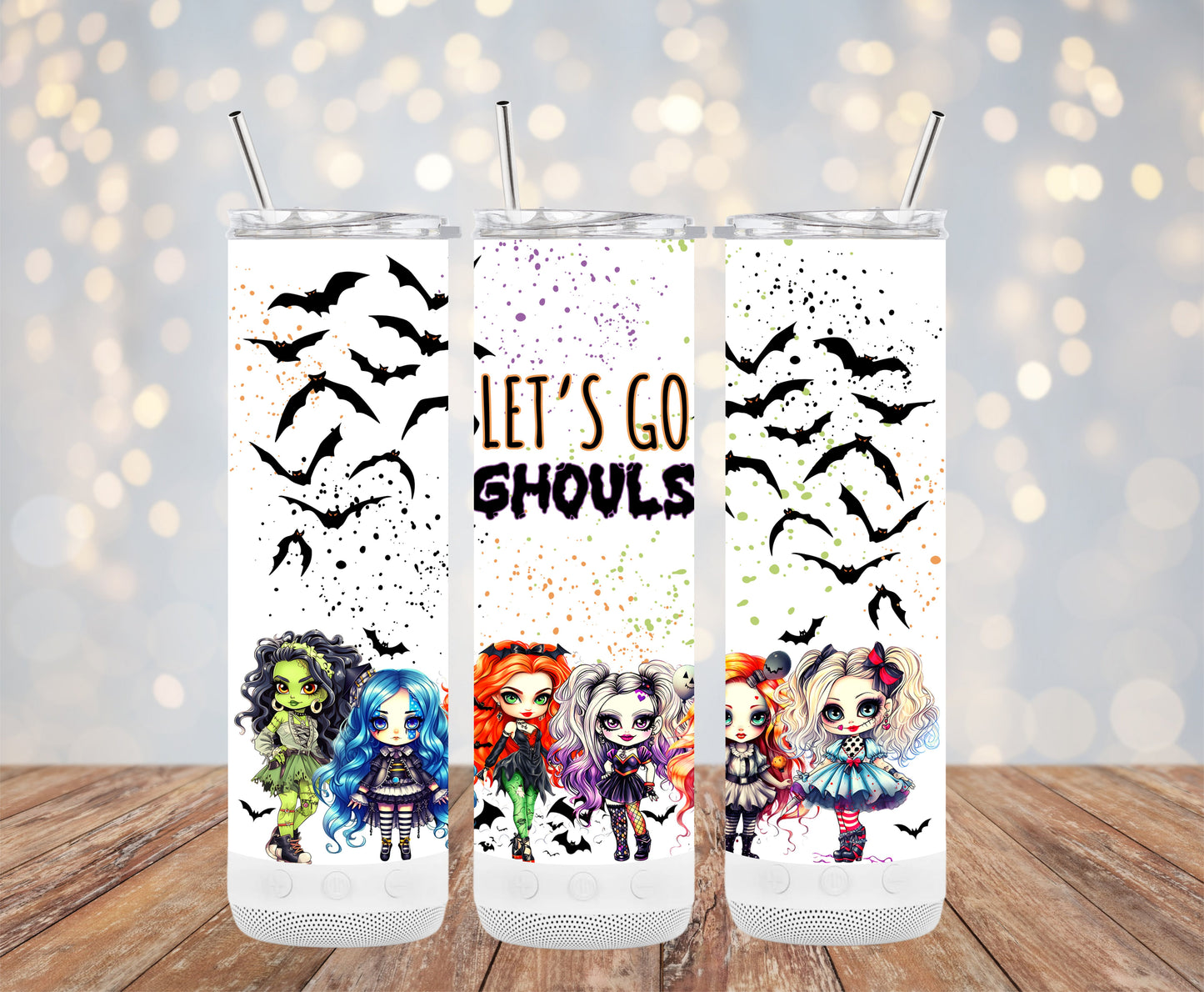 Let's Go Ghouls Colorful Halloween Themed Tumblers
