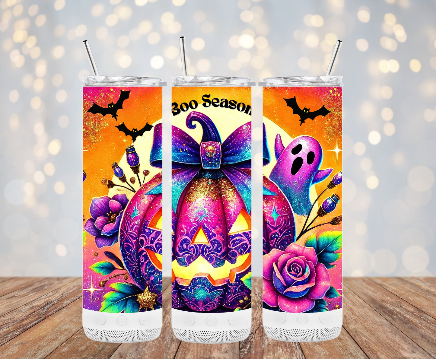 Boo Season Pumpkin Ghost Colorful Halloween Tumblers
