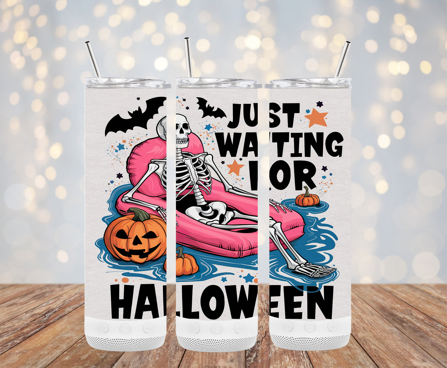 Halloween Skeleton Just Waiting for Halloween Tumblers