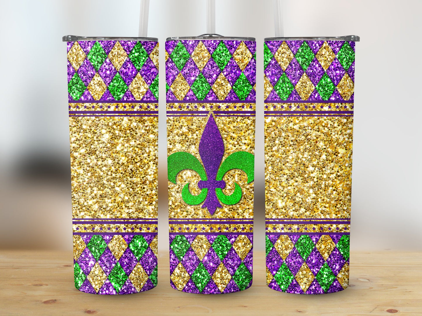 Glittery Mardi Gras (Mardi Gras Tumbler)