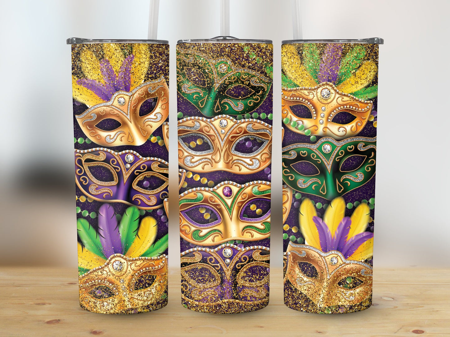 Golden Glitter Mardi Gras (Mardi Gras Tumbler)