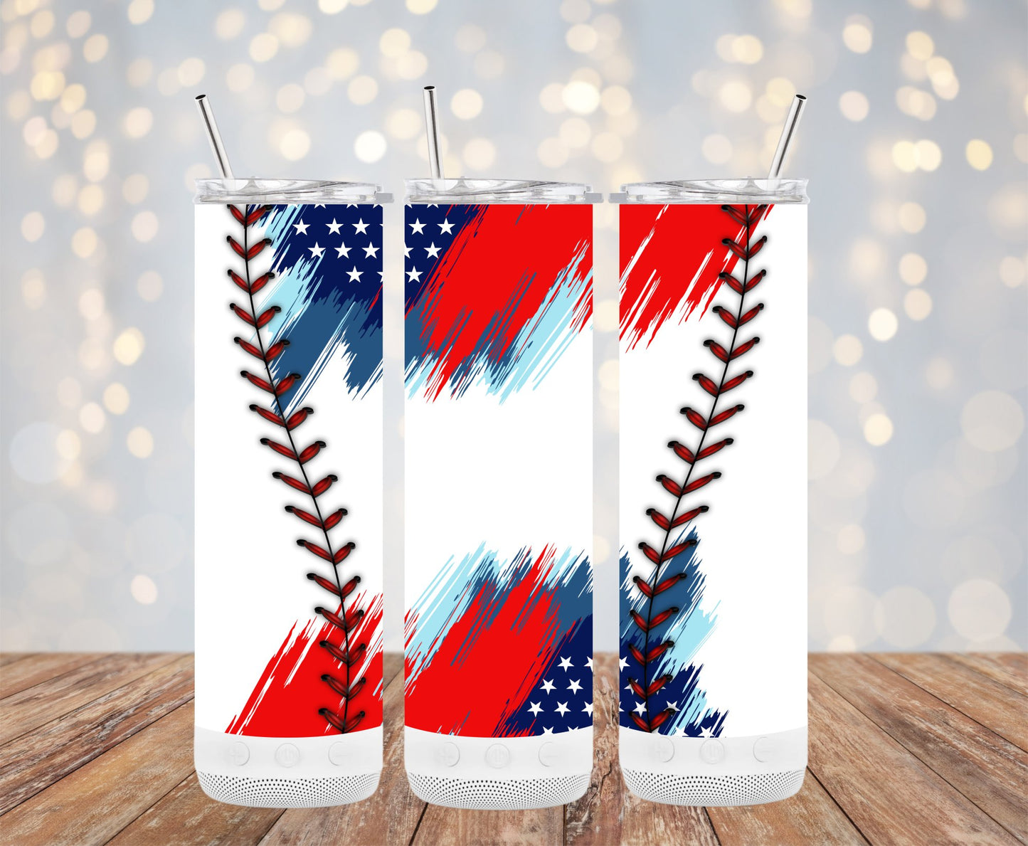 American Flag Baseball Tumbler