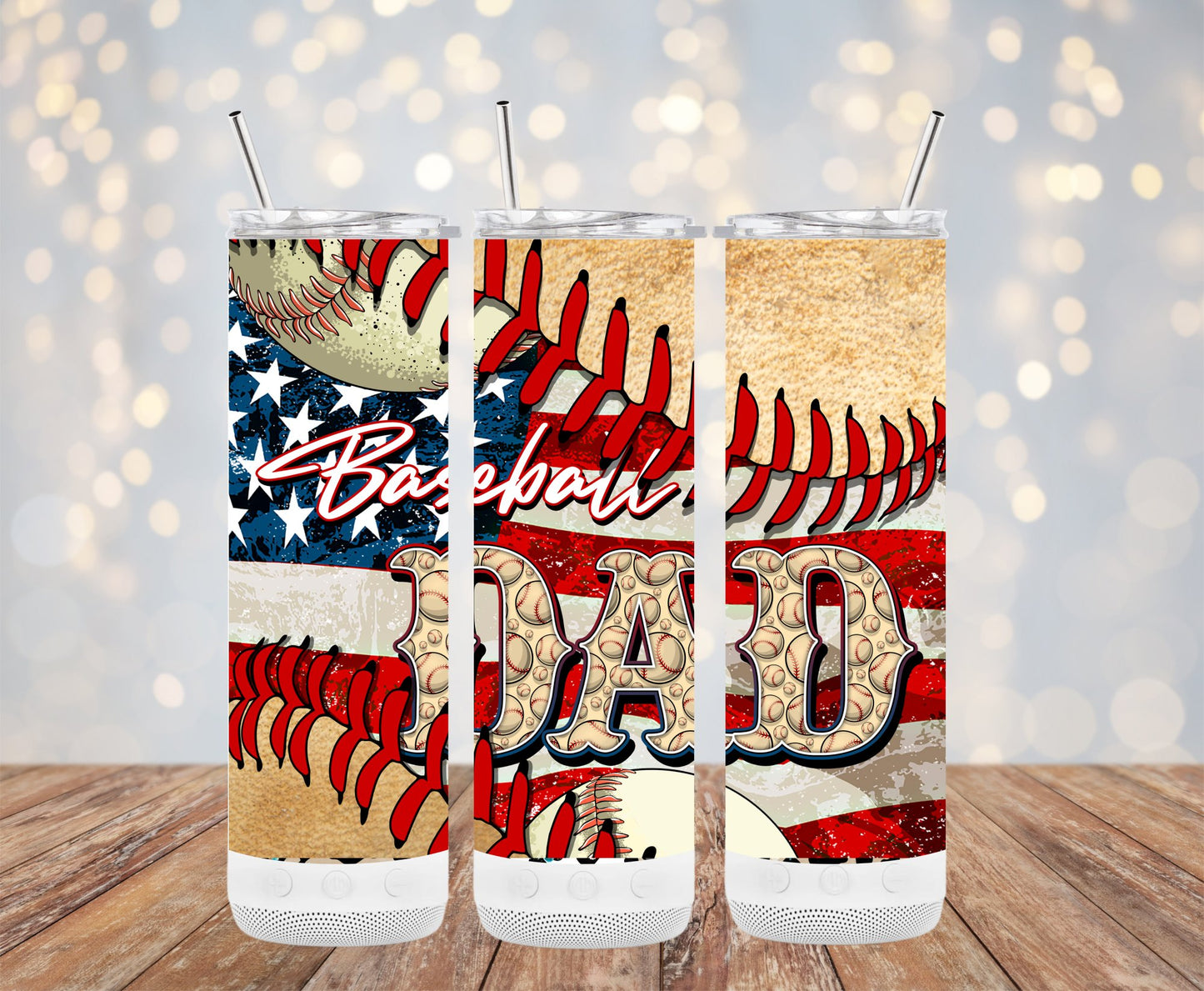 Baseball Dad Flag in a Baseball Tumbler