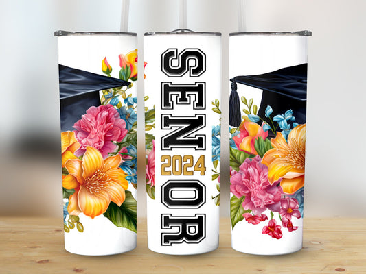 2024 Senior Flowers Graduation Cap  (Graduation Tumbler)