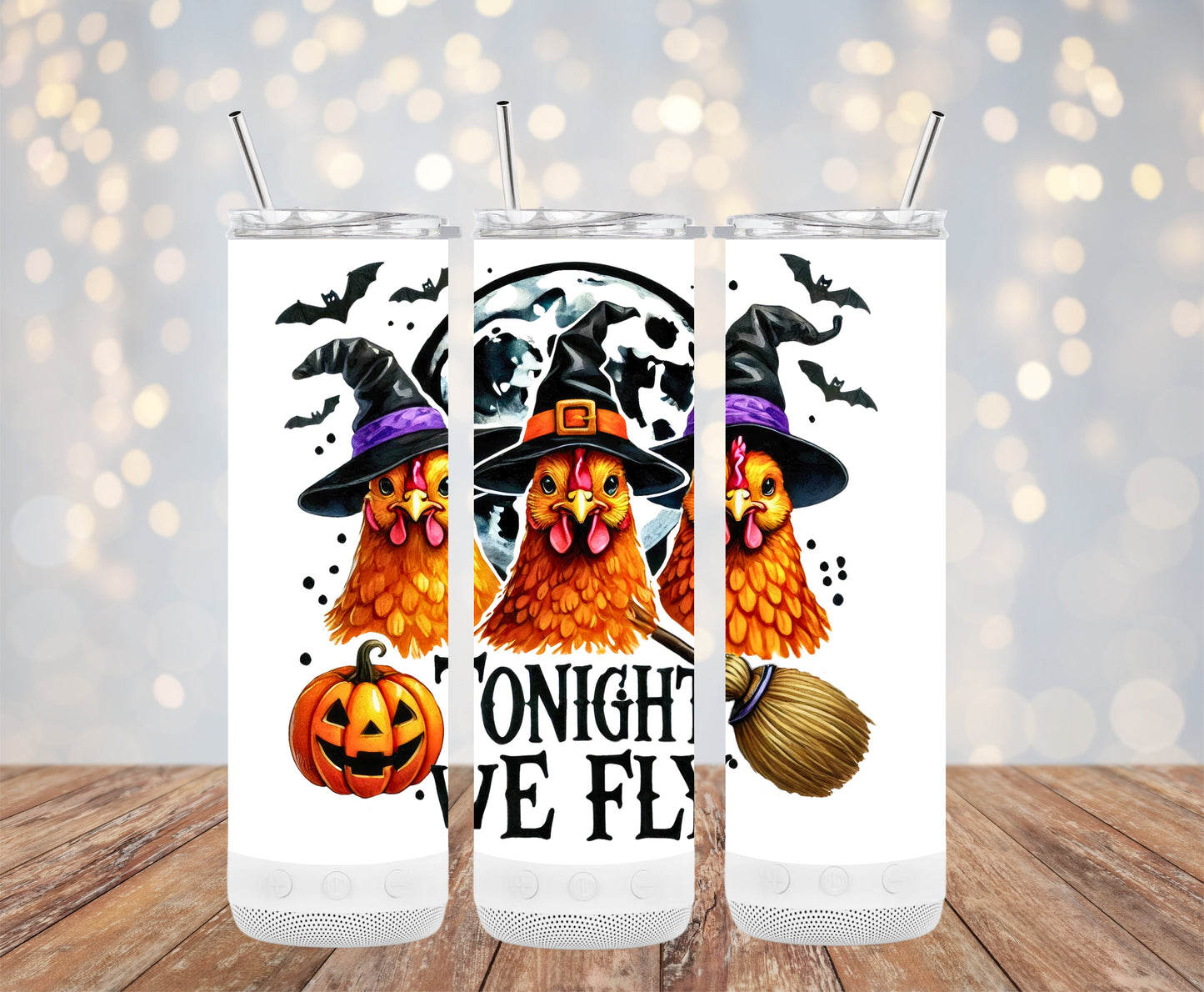 Halloween Chickens With Witch Hats Tumblers