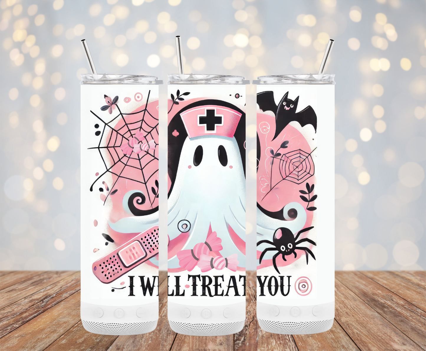 I Will Treat You Halloween Nurse Ghost Tumblers