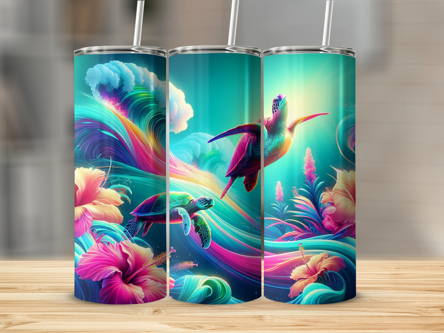Neon Sea Turtles Tumbler--5119845