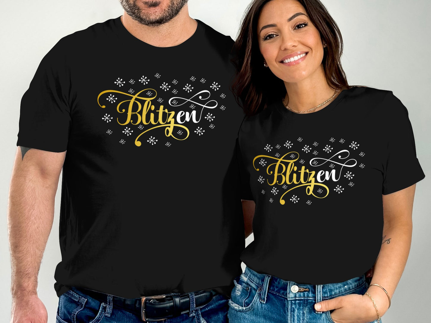 Stylish Gold Blitz Script Design Graphic T-Shirts -- 6398168