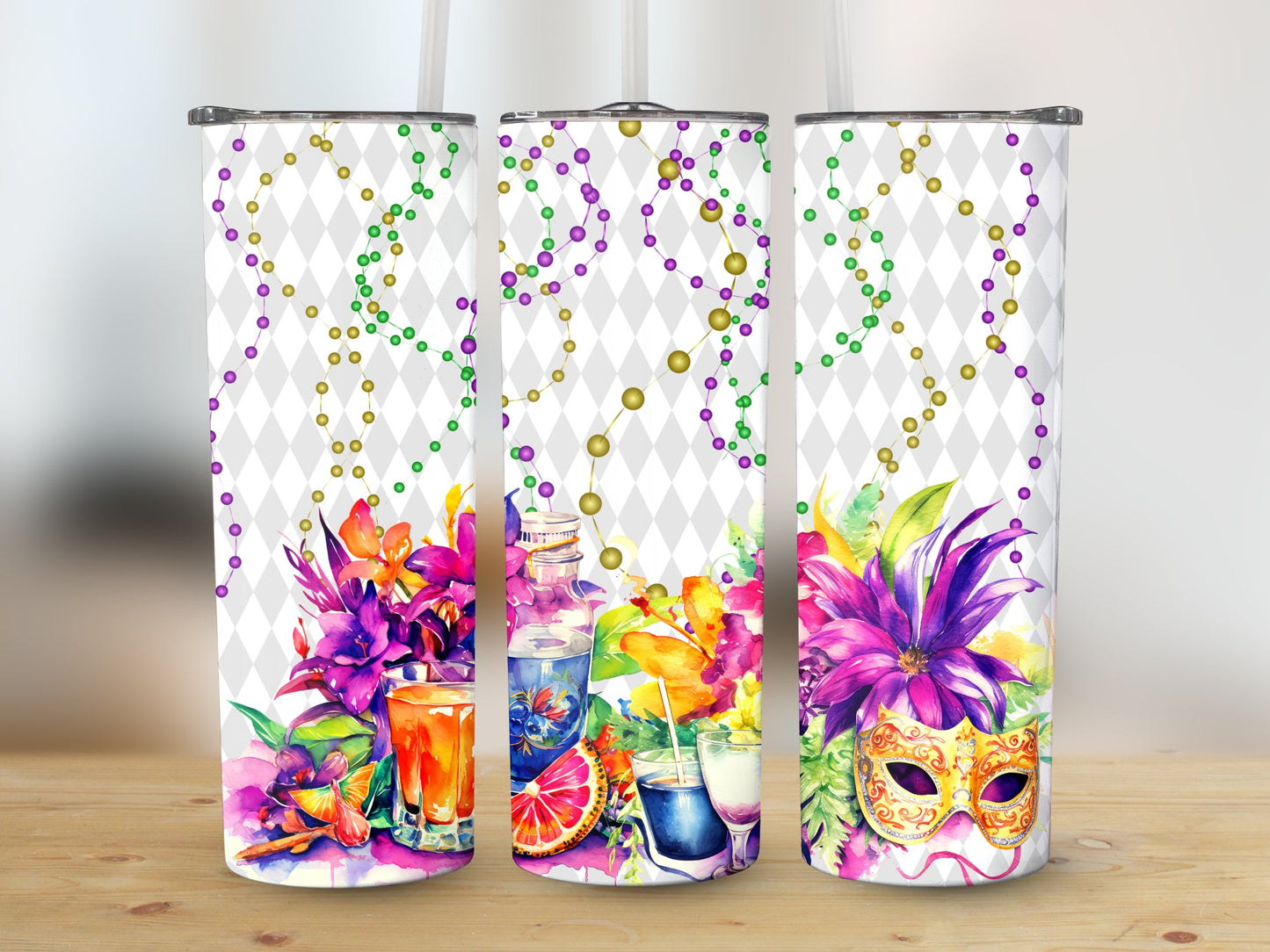 Mardi Drinks (Mardi Gras Tumbler)