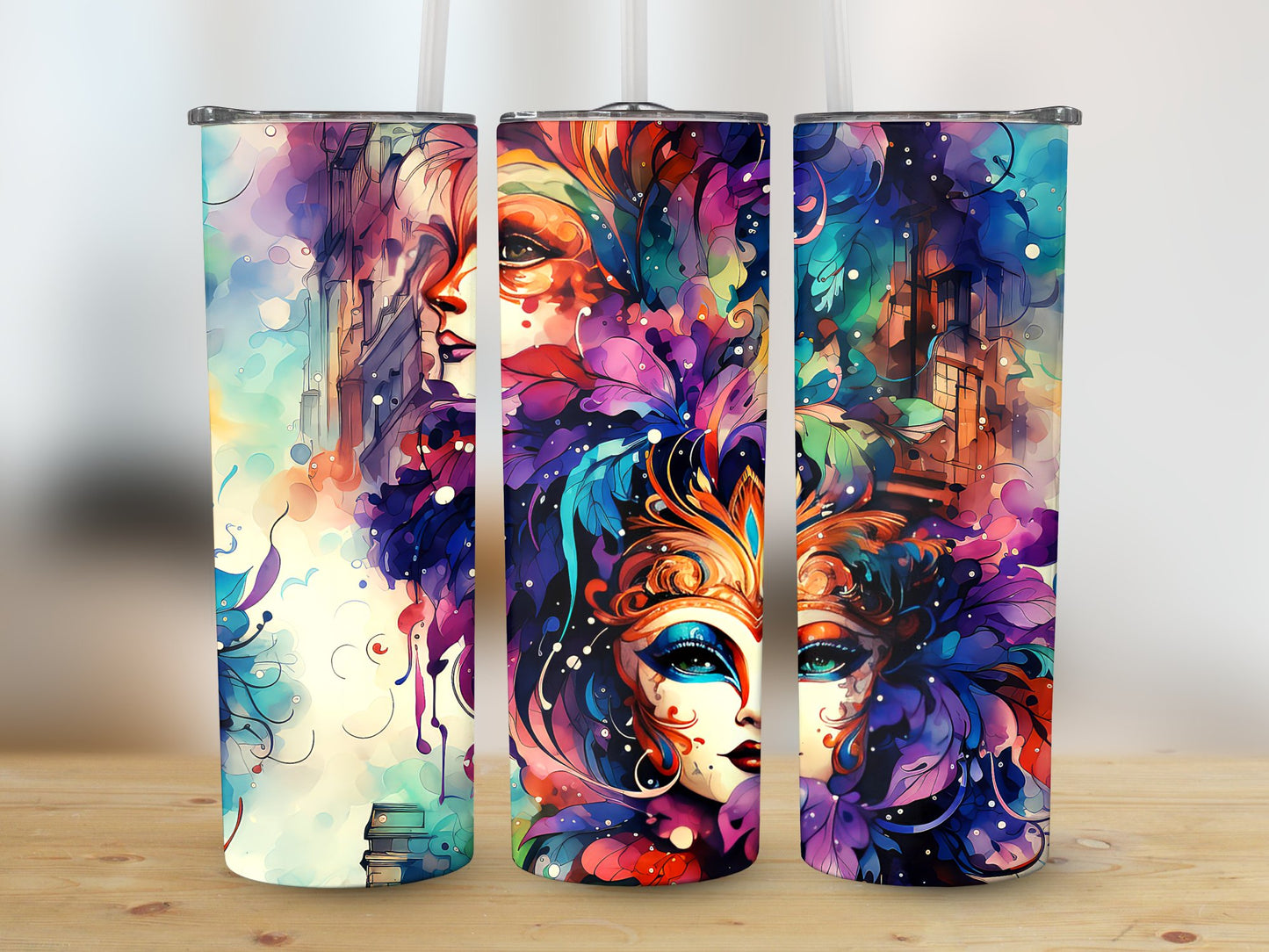 Mardi Faces (Mardi Gras Tumbler)