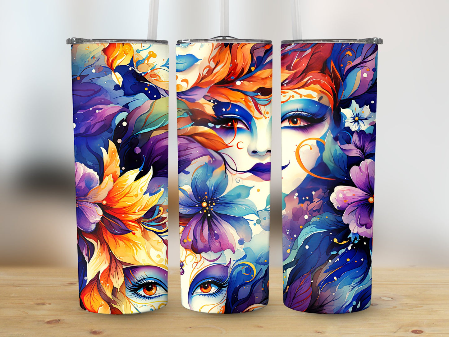 Mardi Faces (Mardi Gras Tumbler)