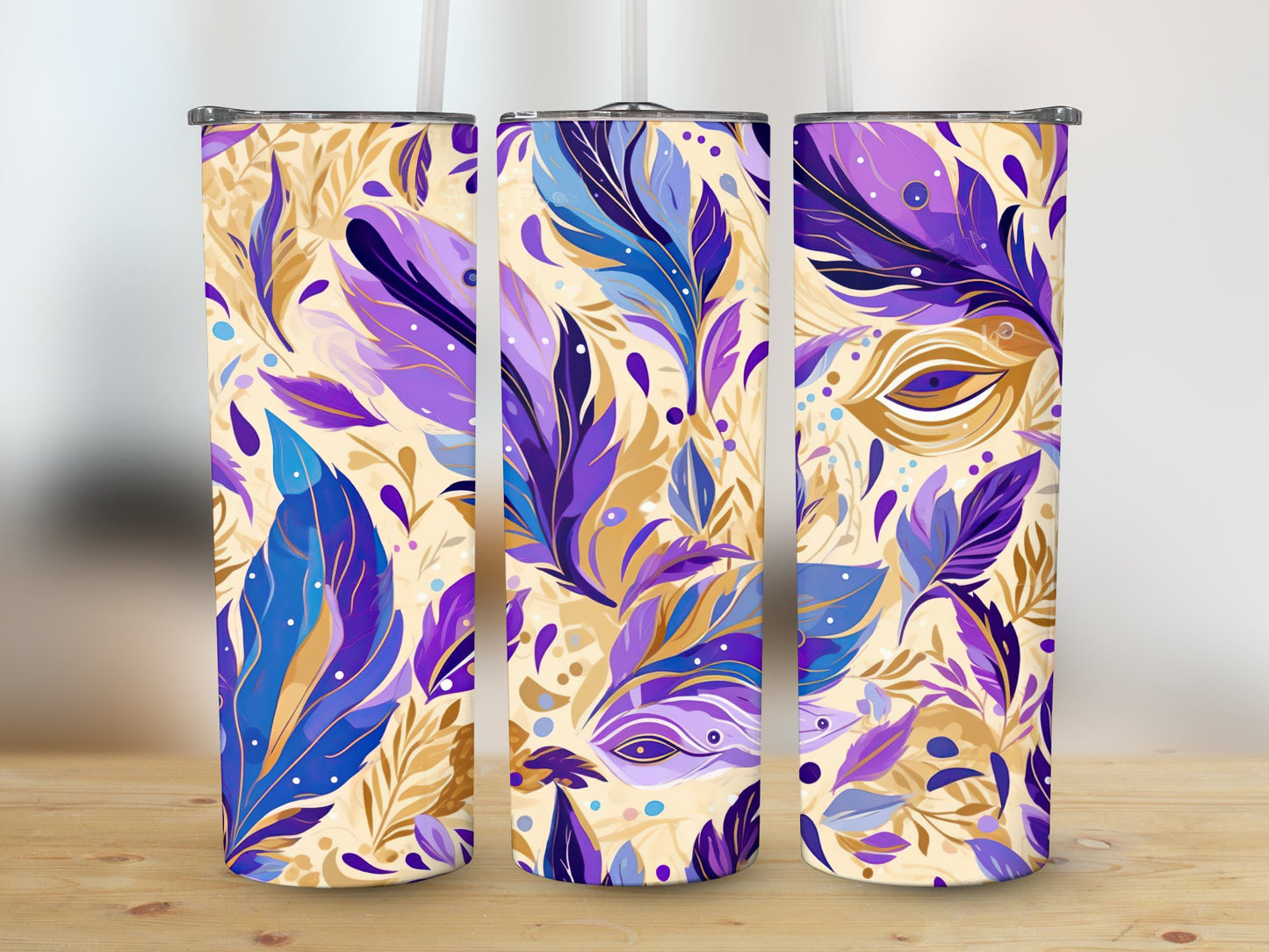 Mardi Feather Pattern (Mardi Gras Tumbler)
