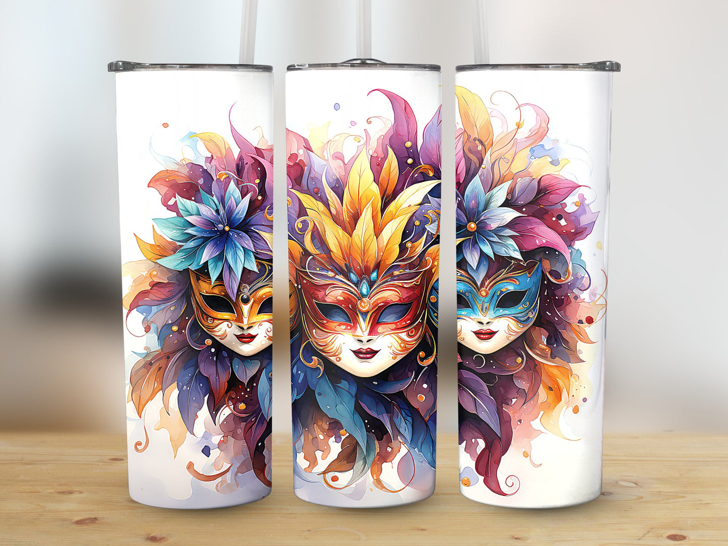 Mardi Masks (Mardi Gras Tumbler)