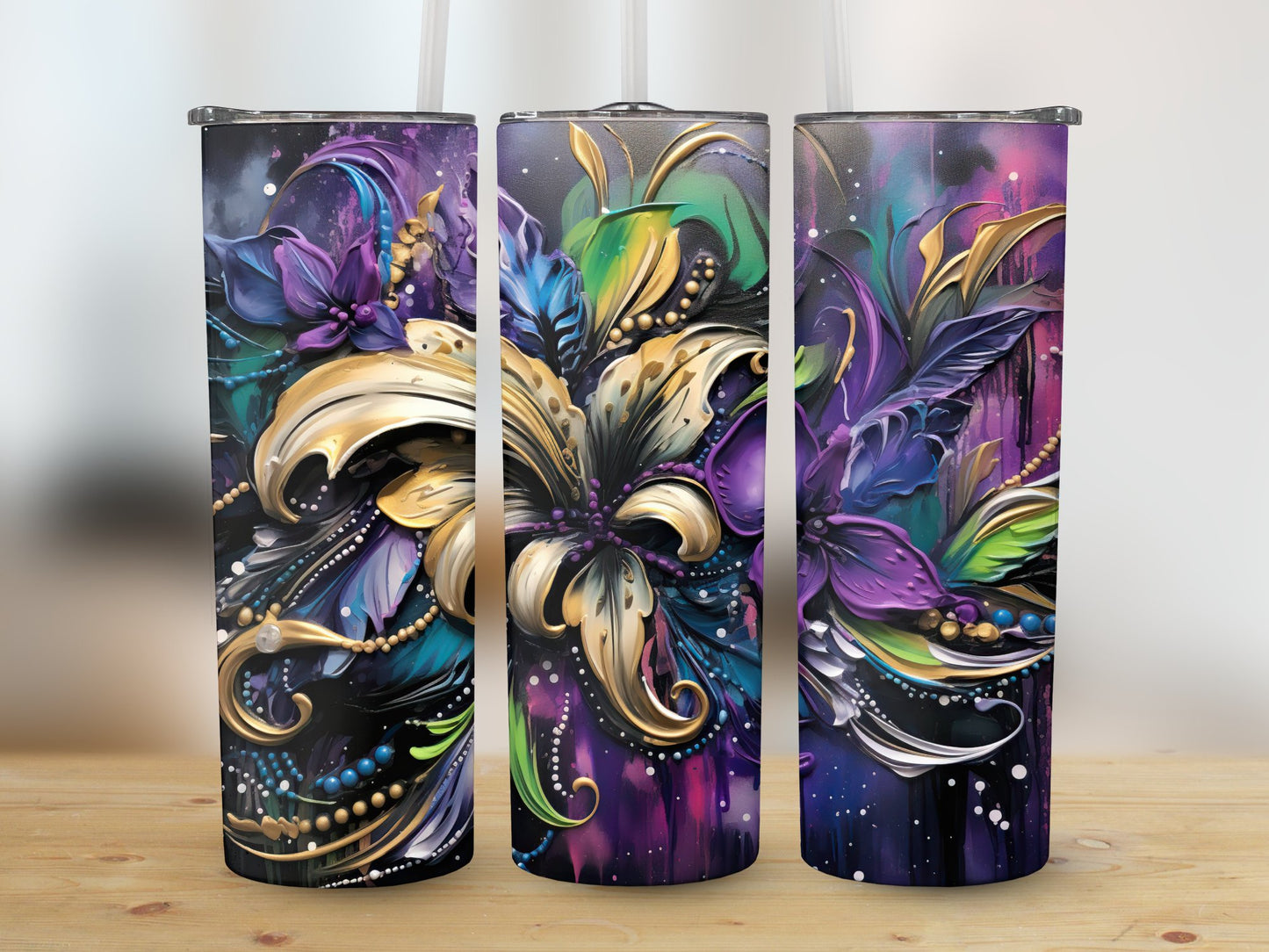 Mardi Paint Floral (Mardi Gras Tumbler)