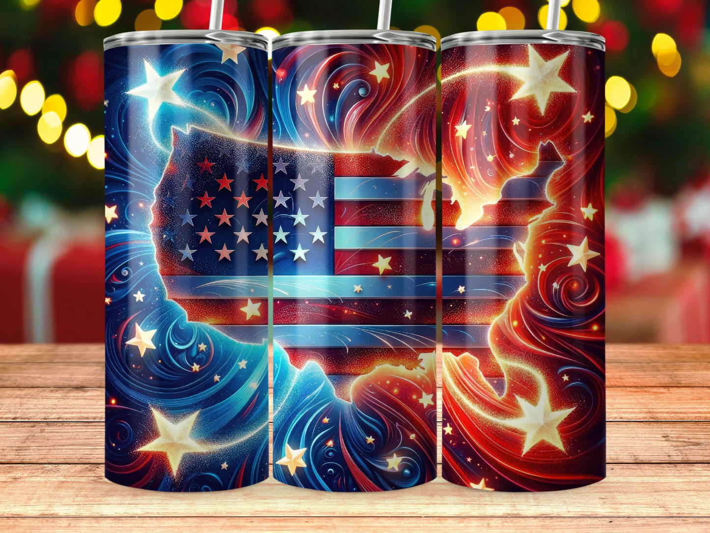 Patriotic Swirls and Stars USA Flag (4th July Tumblers) 8371302