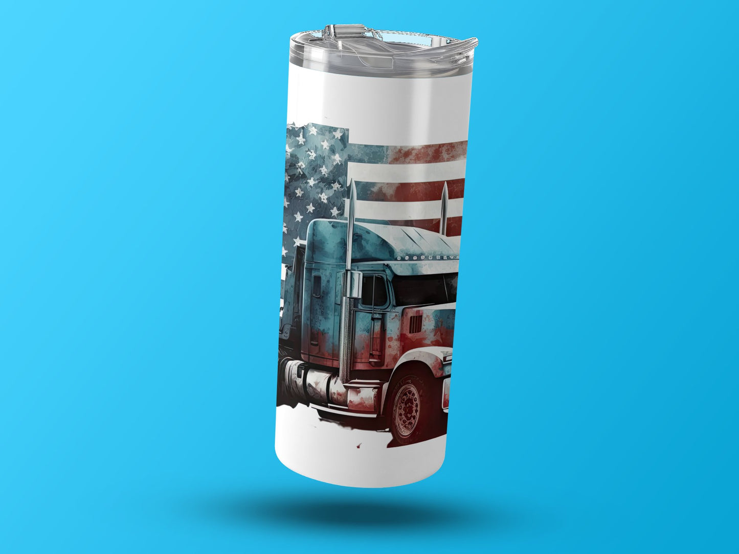 Patriotic American Flag and Semi Truck (4th July Tumblers) 8371303
