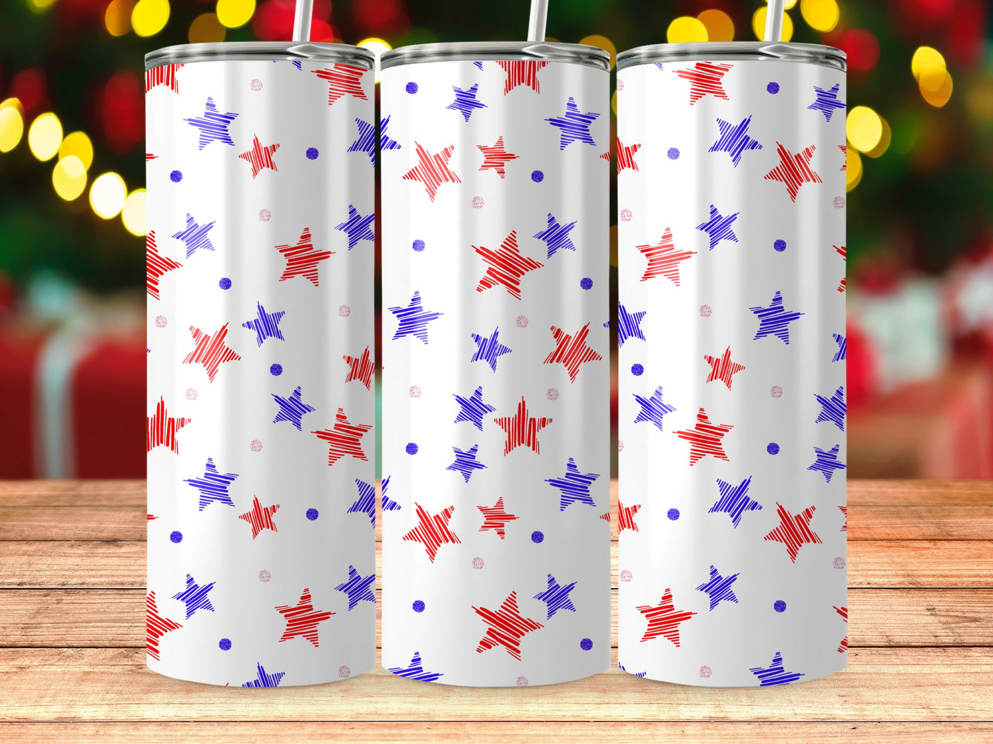 Red and Blue Abstract Star Pattern (4th July Tumblers) 8371272