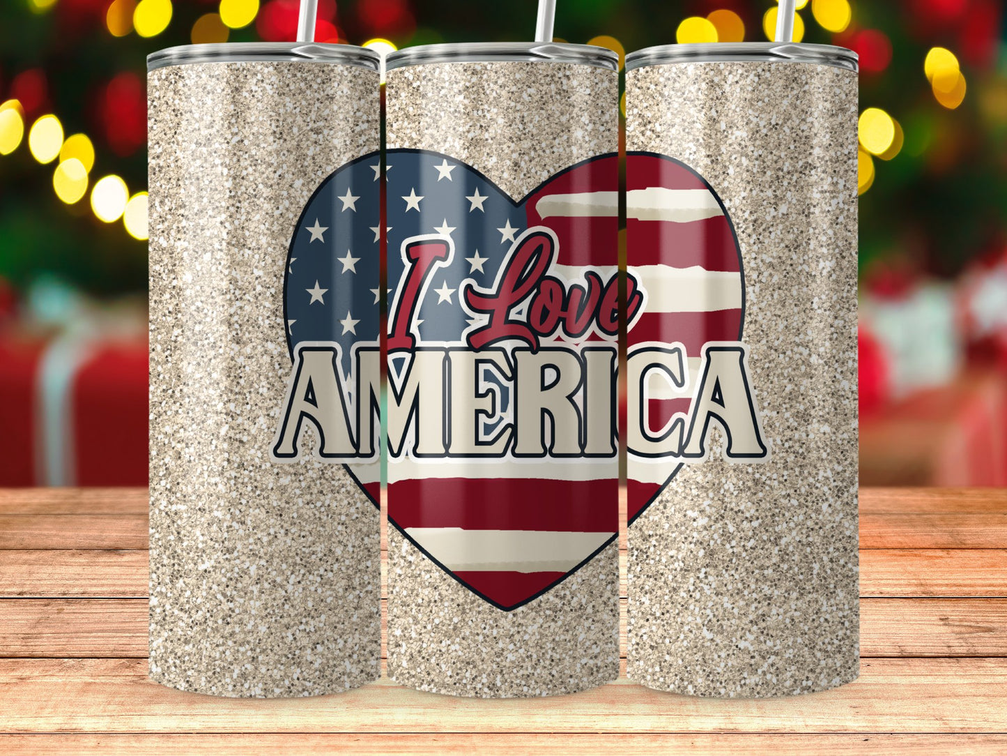 Patriotic Heart with 'I Love America' (4th July Tumblers) 8371612