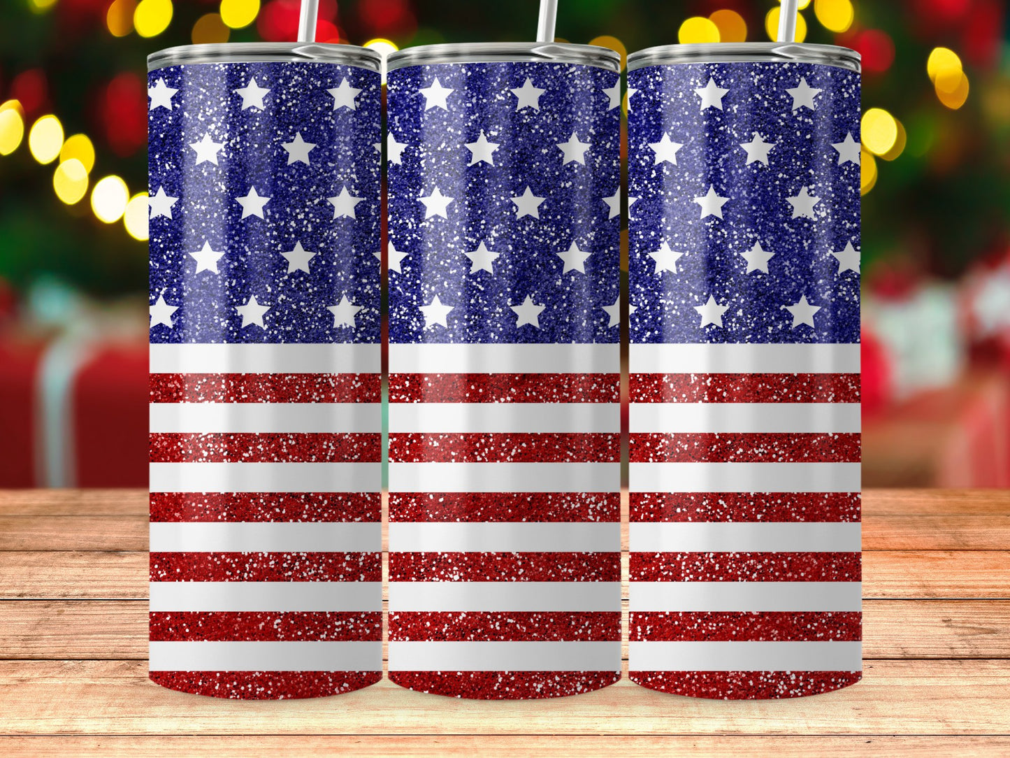 Patriotic Glittering Stars and Stripes (4th July Tumblers) 8371298