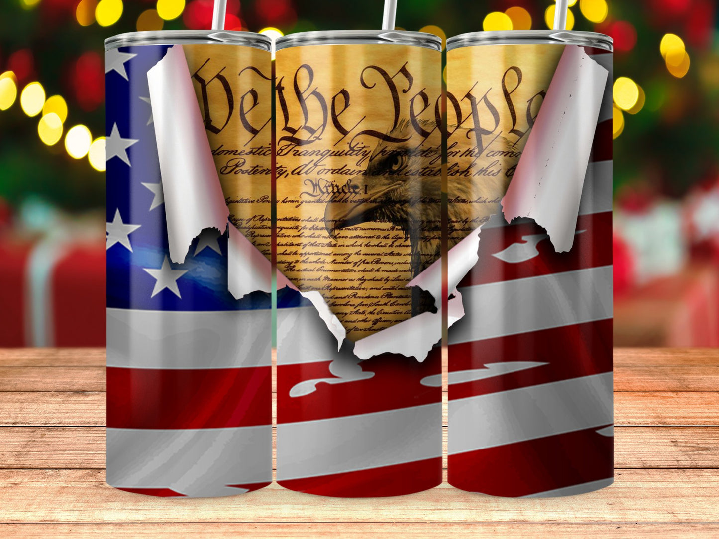 Vintage American Flag and Constitution (4th July Tumblers) 8371305