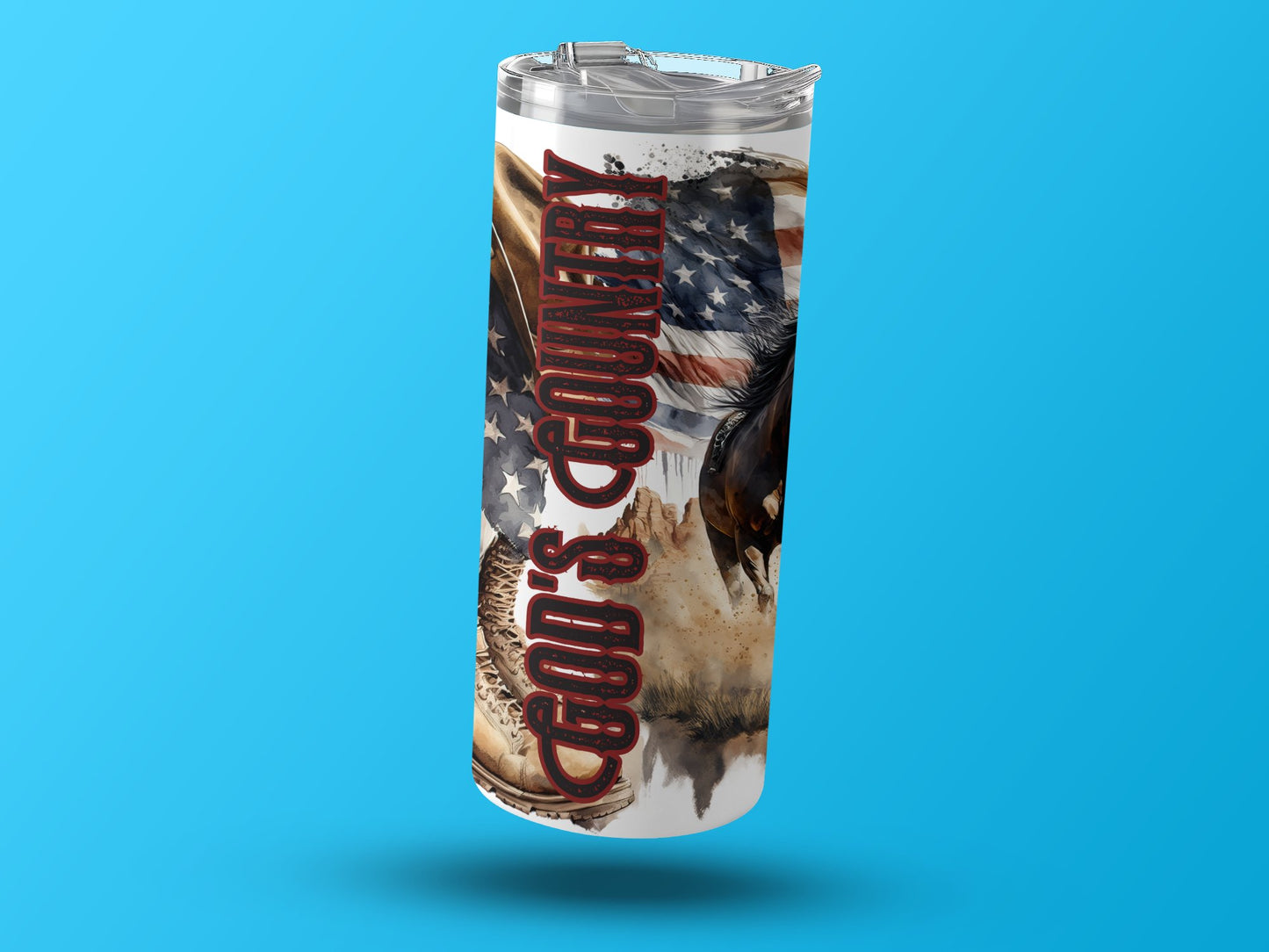 Cowboy's Country USA Flag and Horse (4th July Tumblers) 8371282