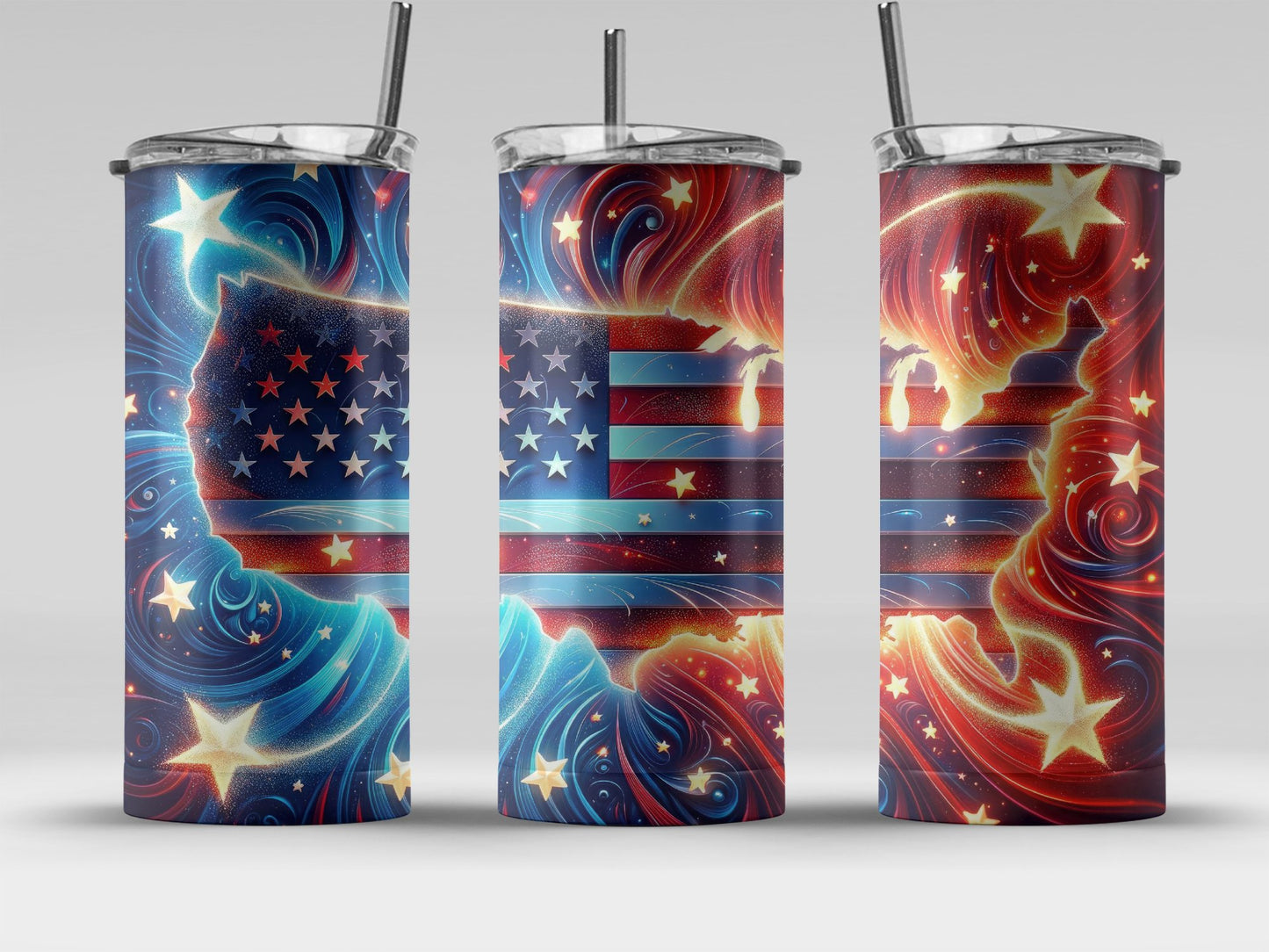 Patriotic Swirls and Stars USA Flag (4th July Tumblers) 8371302