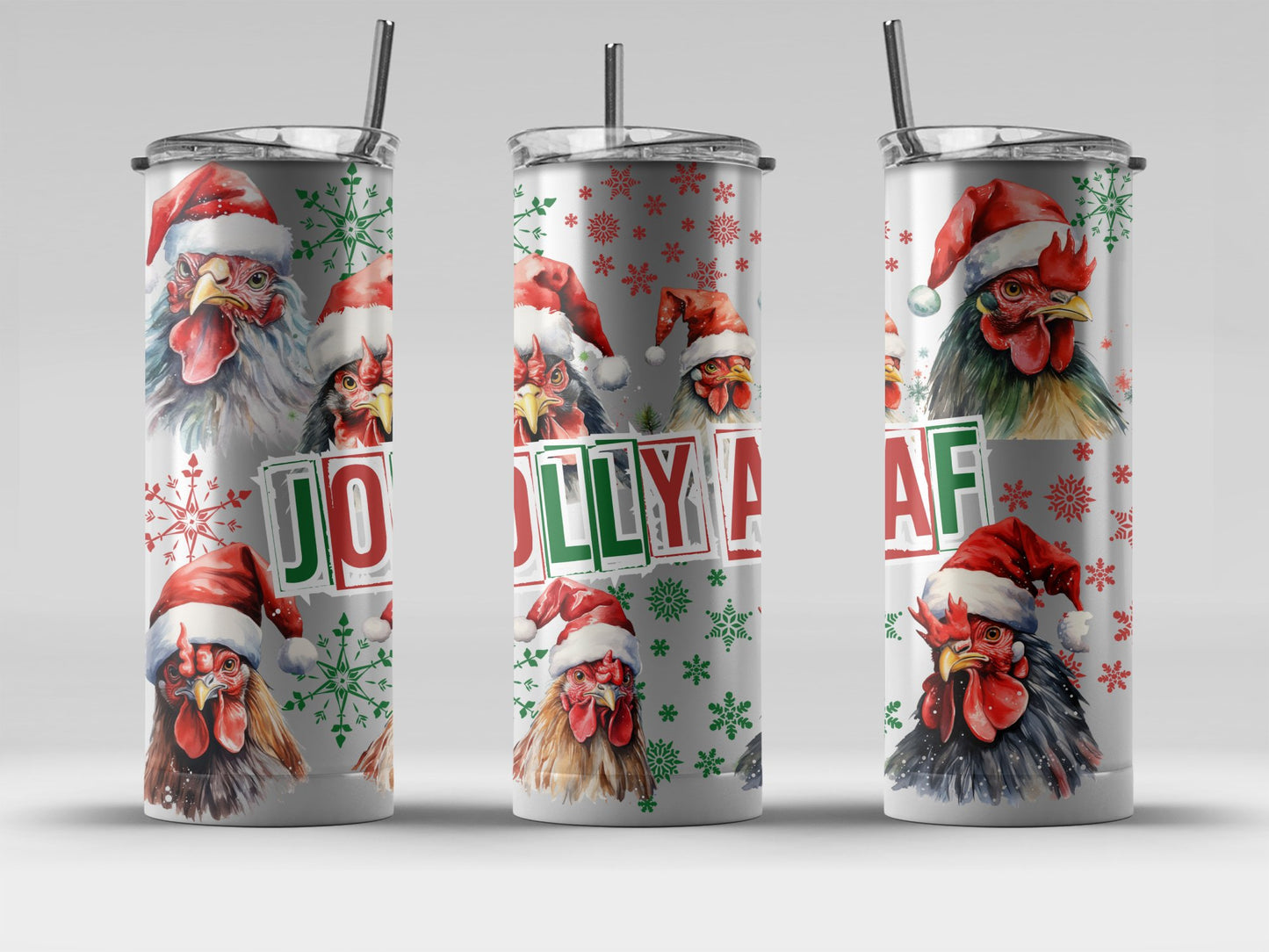 Jolly AF Chicken Festive Santa Hat Design Tumblers 6649728