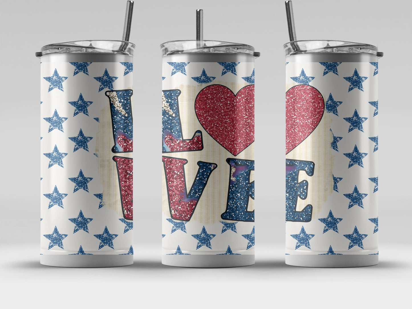 Patriotic Love Heart and Stars (4th July Tumblers) 8371278