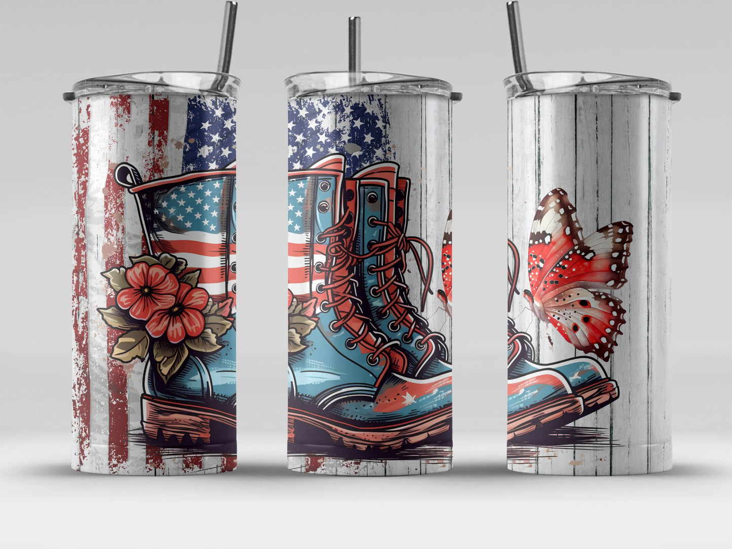 Patriotic Boots and Butterfly (4th July Tumblers) 8371290