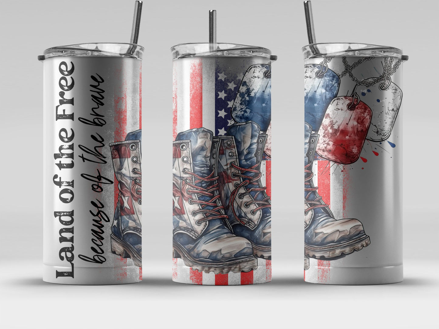 Patriotic Boots and Dog Tags (4th July Tumblers) 8371275