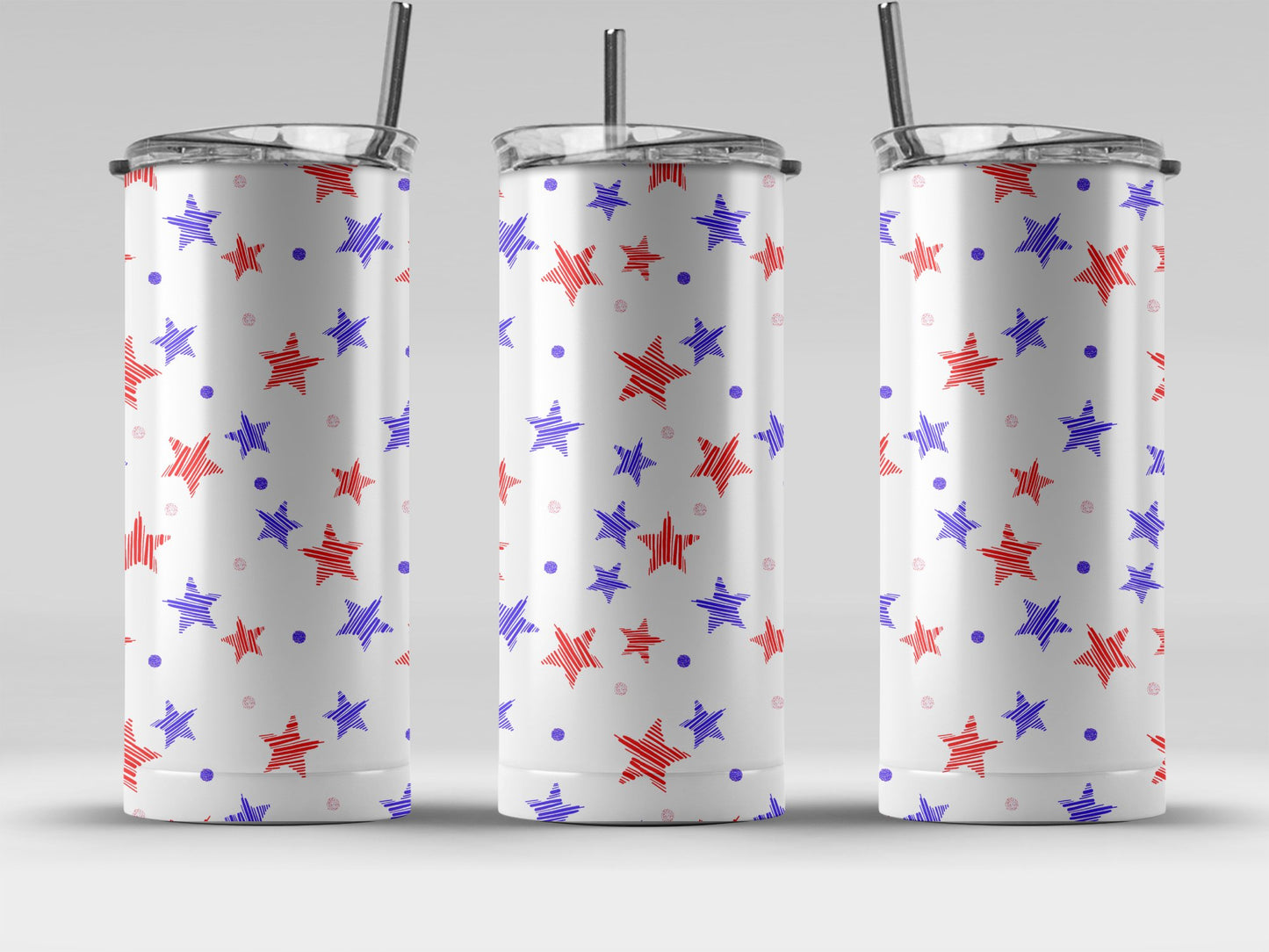 Red and Blue Abstract Star Pattern (4th July Tumblers) 8371272