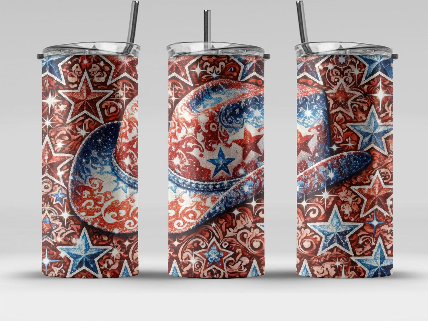 Patriotic Sparkling Stars and Hat (4th July Tumblers) 8371306
