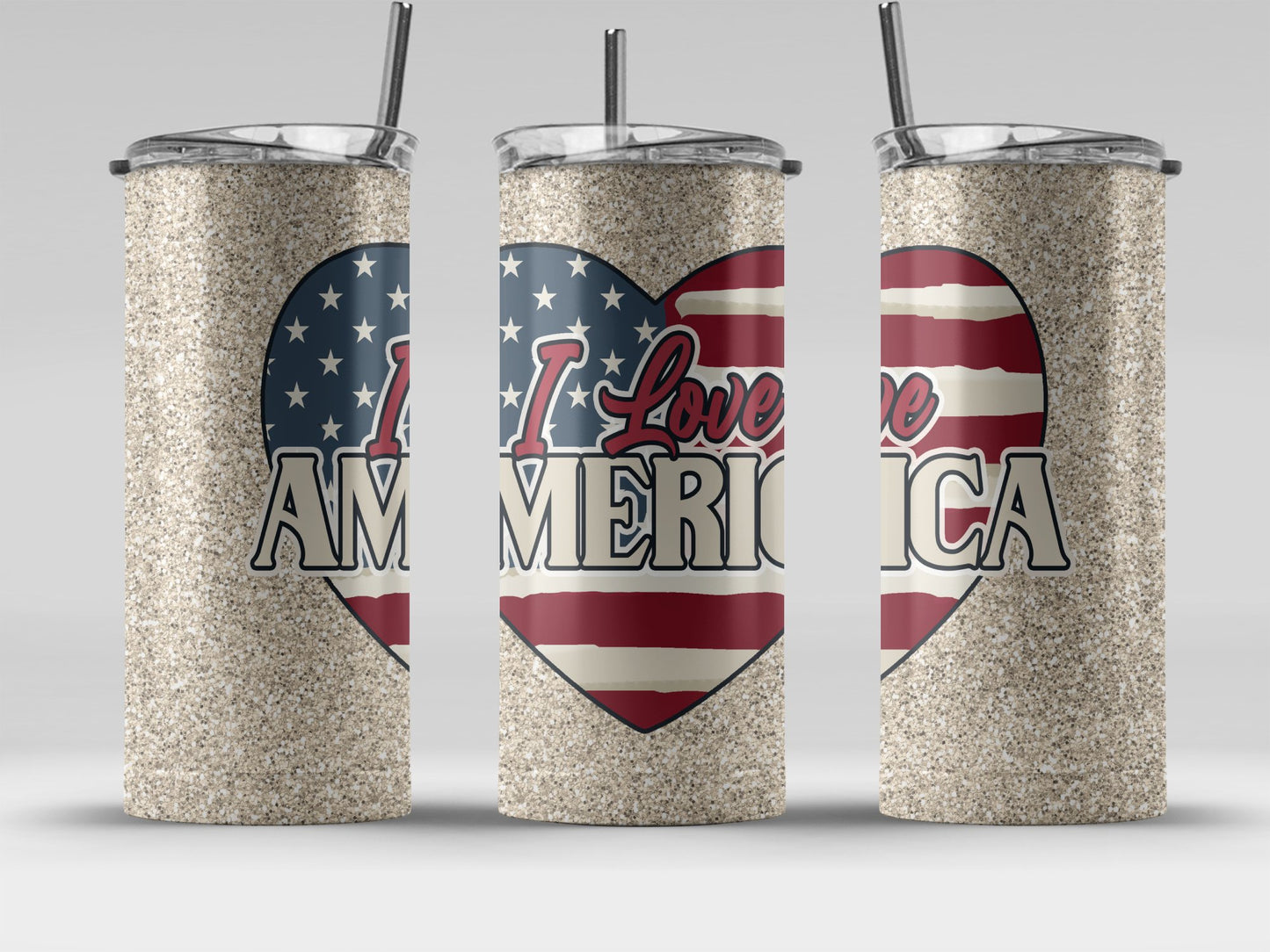 Patriotic Heart with 'I Love America' (4th July Tumblers) 8371612
