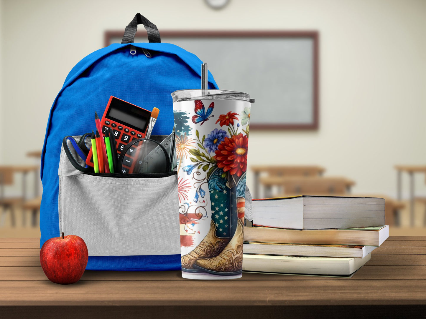 Patriotic Boots with Flowers and Butterflies (4th July Tumblers) 8371285