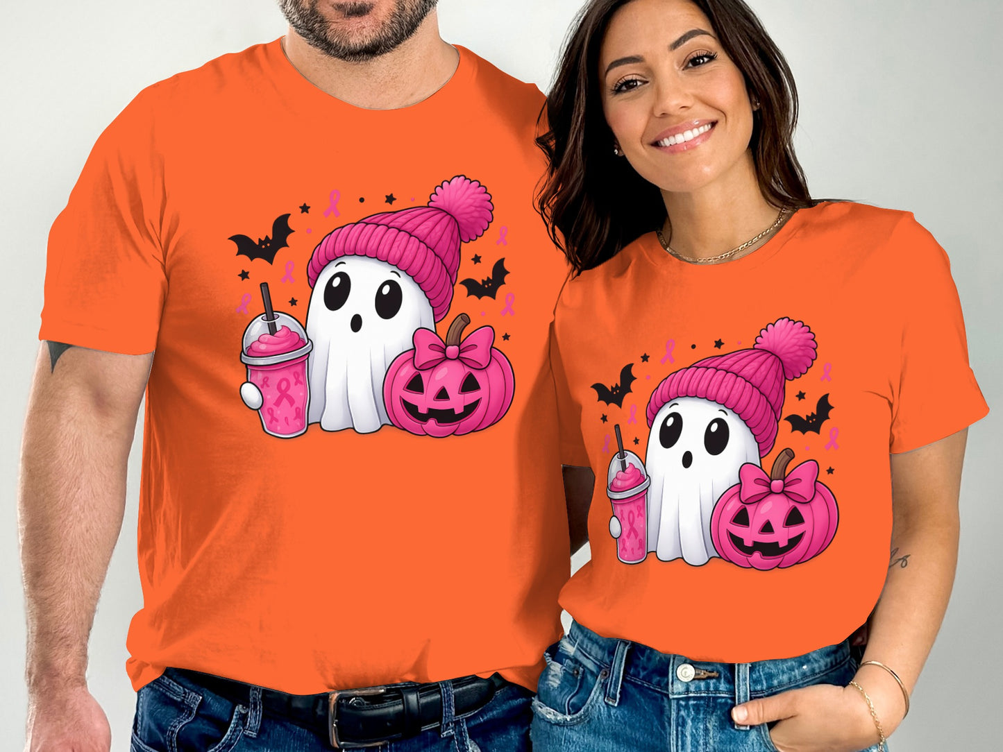 Cute Ghost Halloween Theme Pumpkin and Bats T-shirt product type