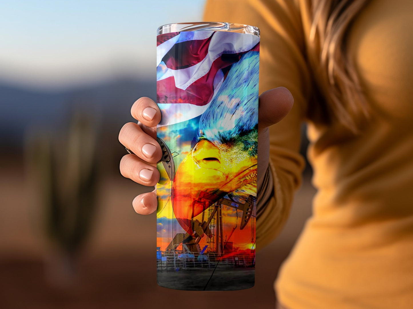 Vibrant Eagle and Oil Rig 20oz Tumbler product type