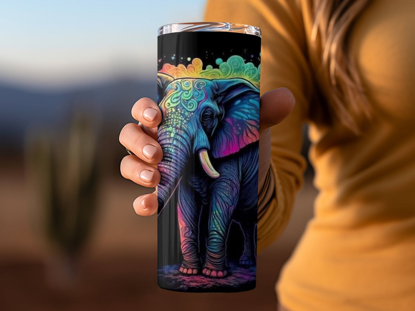 Colorful Elephant Design Travel Mug product type