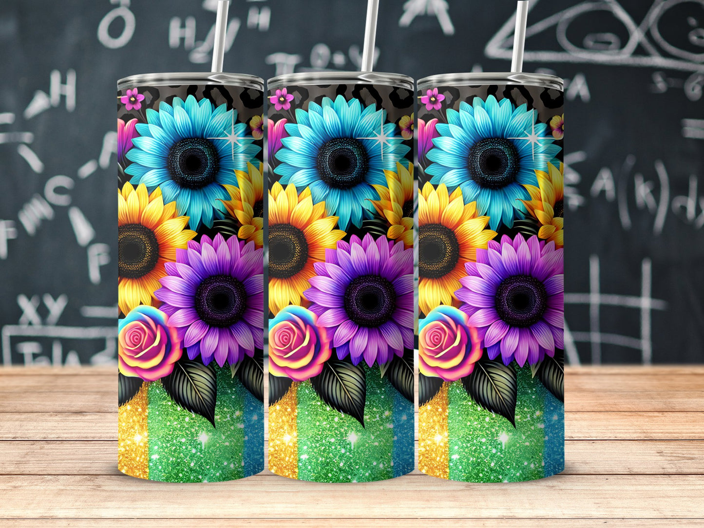Colorful Floral and Sunflower Design Tumbler product