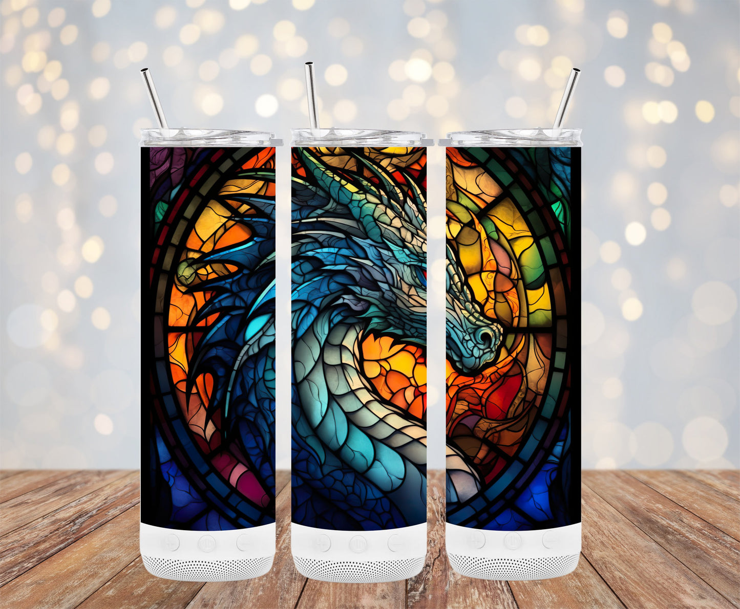 Stained Glass Dragon Design Tumbler Stunning Drinkware product