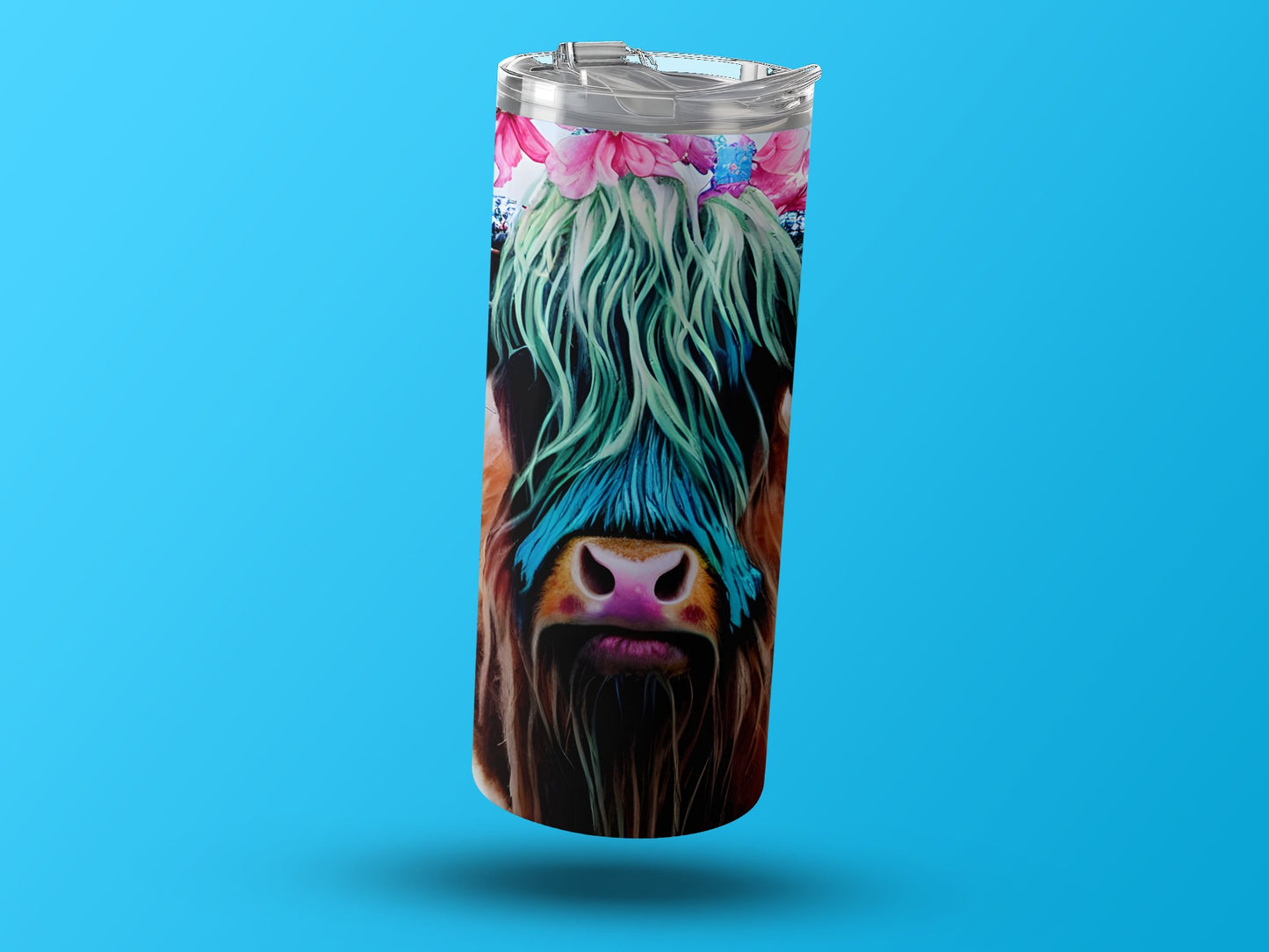 Colorful Highland Cow with Flower Crown Tumbler product