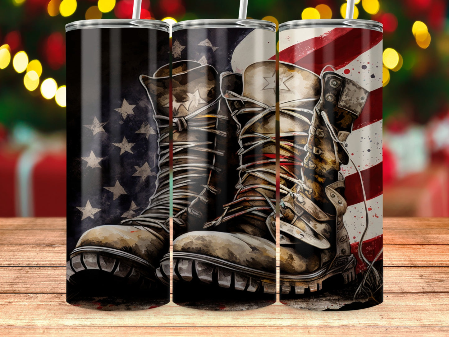 Patriotic Themed Military Boots Tumbler product