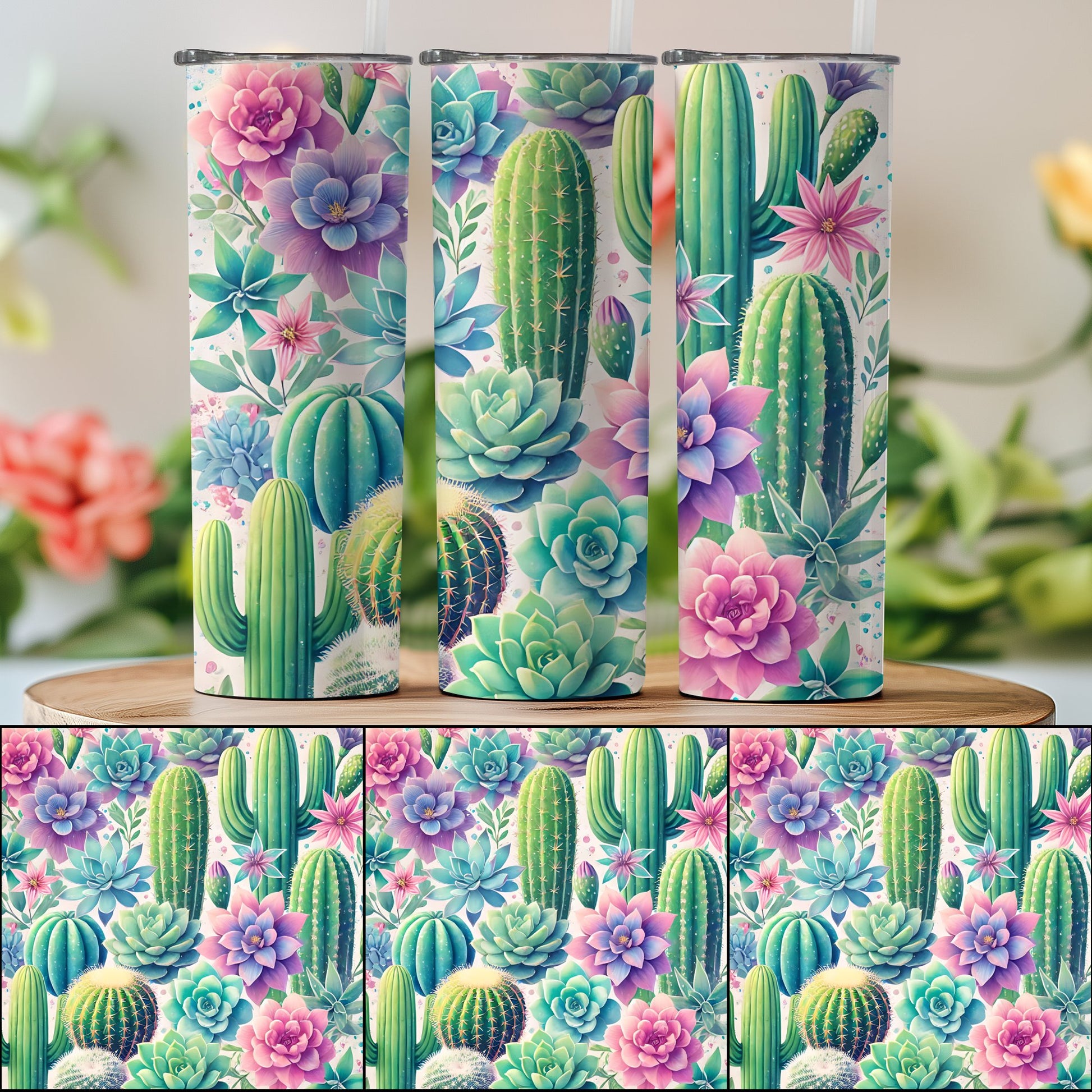 Colorful Cactus and Succulents Design Tumbler product type