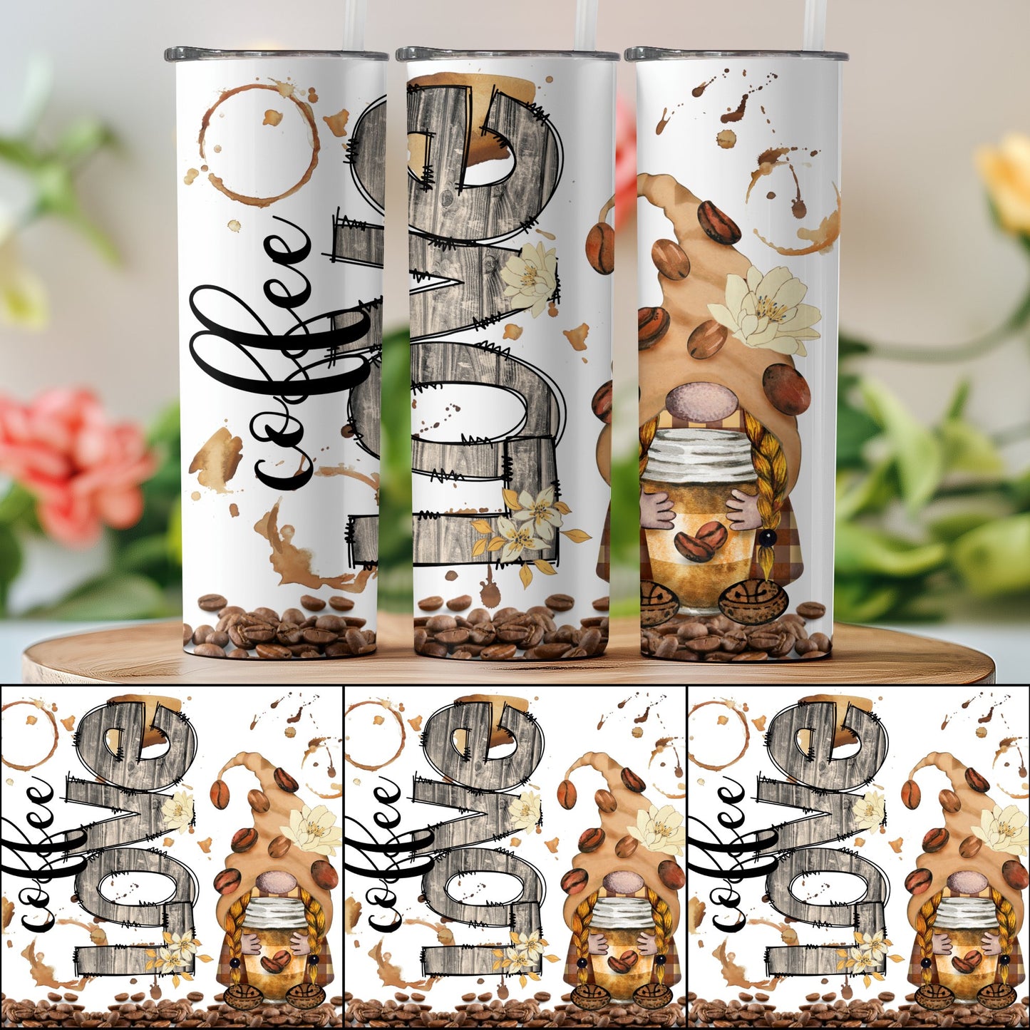 Coffee Love Tall Tumbler with Rustic Art Product