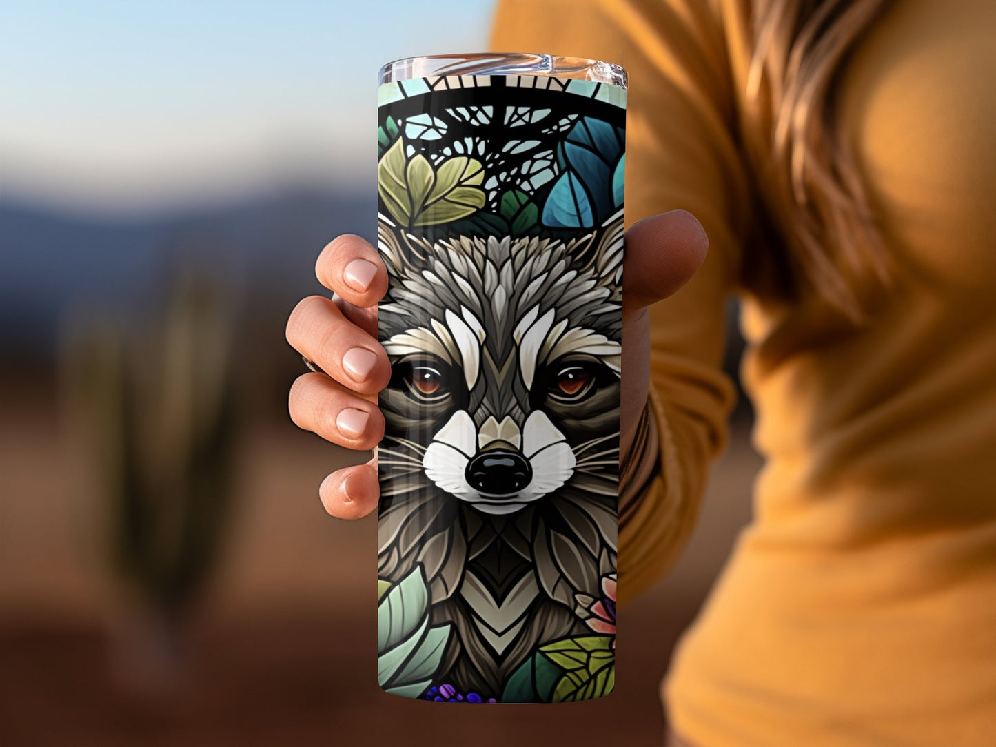 Colorful Raccoon Design Thermal Beverage Tumbler product type