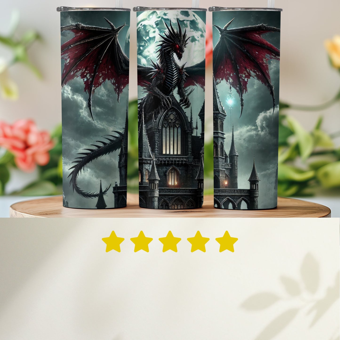 Gothic Castle and Dragon Art Themed Tumbler product