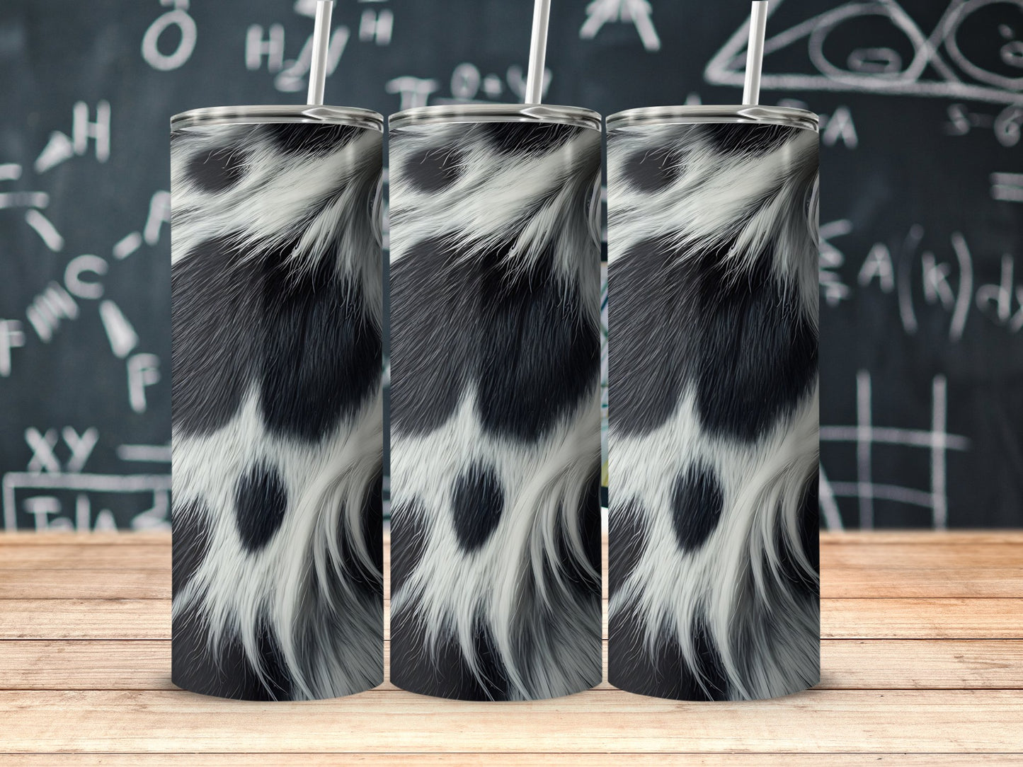 Black and White Fur Pattern Stainless Steel Tumbler product