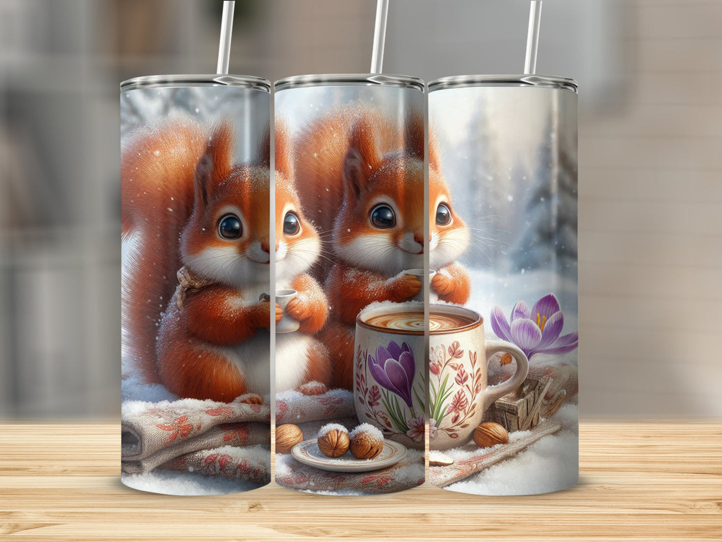 Cute Squirrels and Coffee Winter Theme Tumbler product