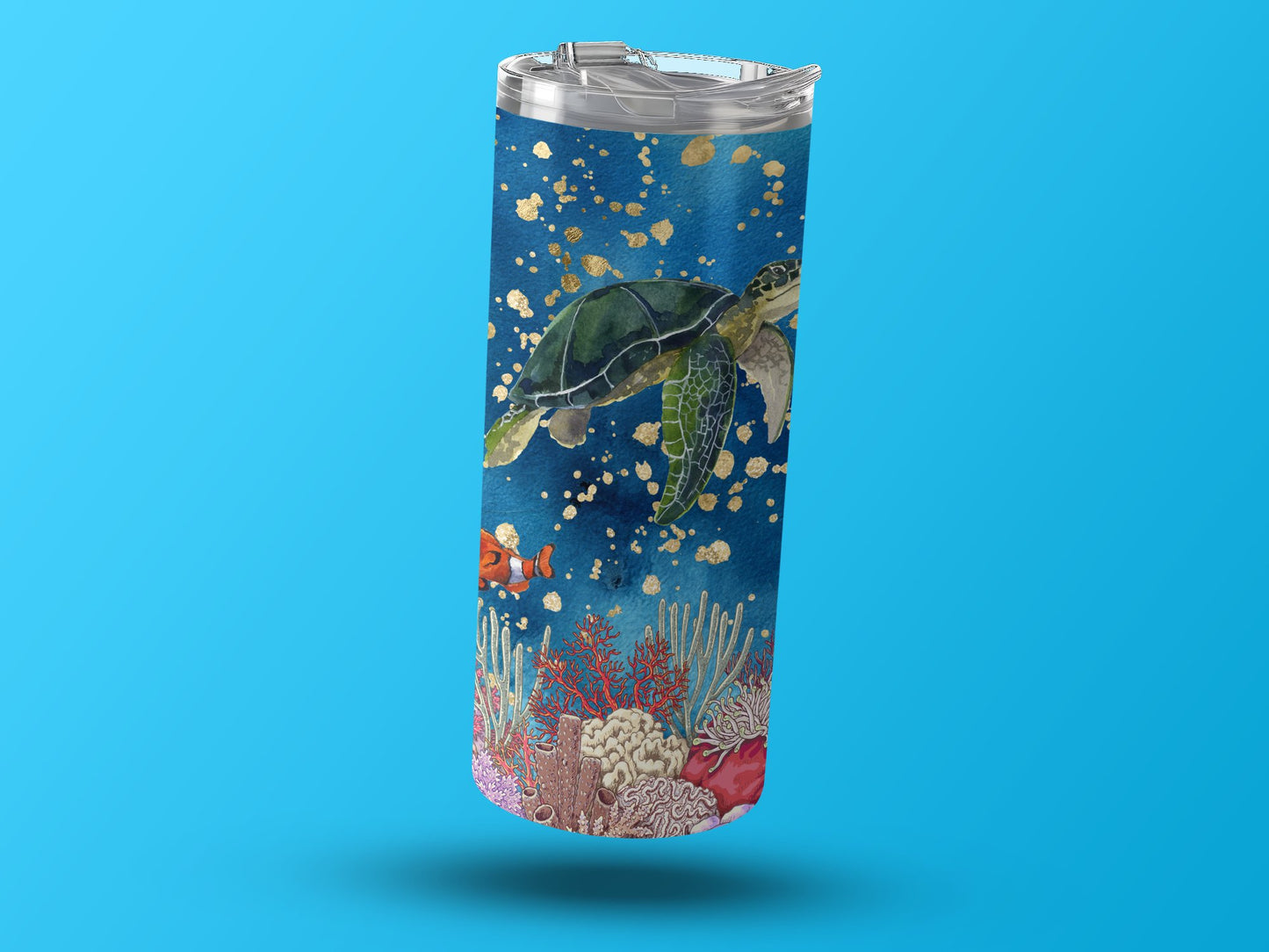 Vibrant Marine Life Design Tumbler Cup product type