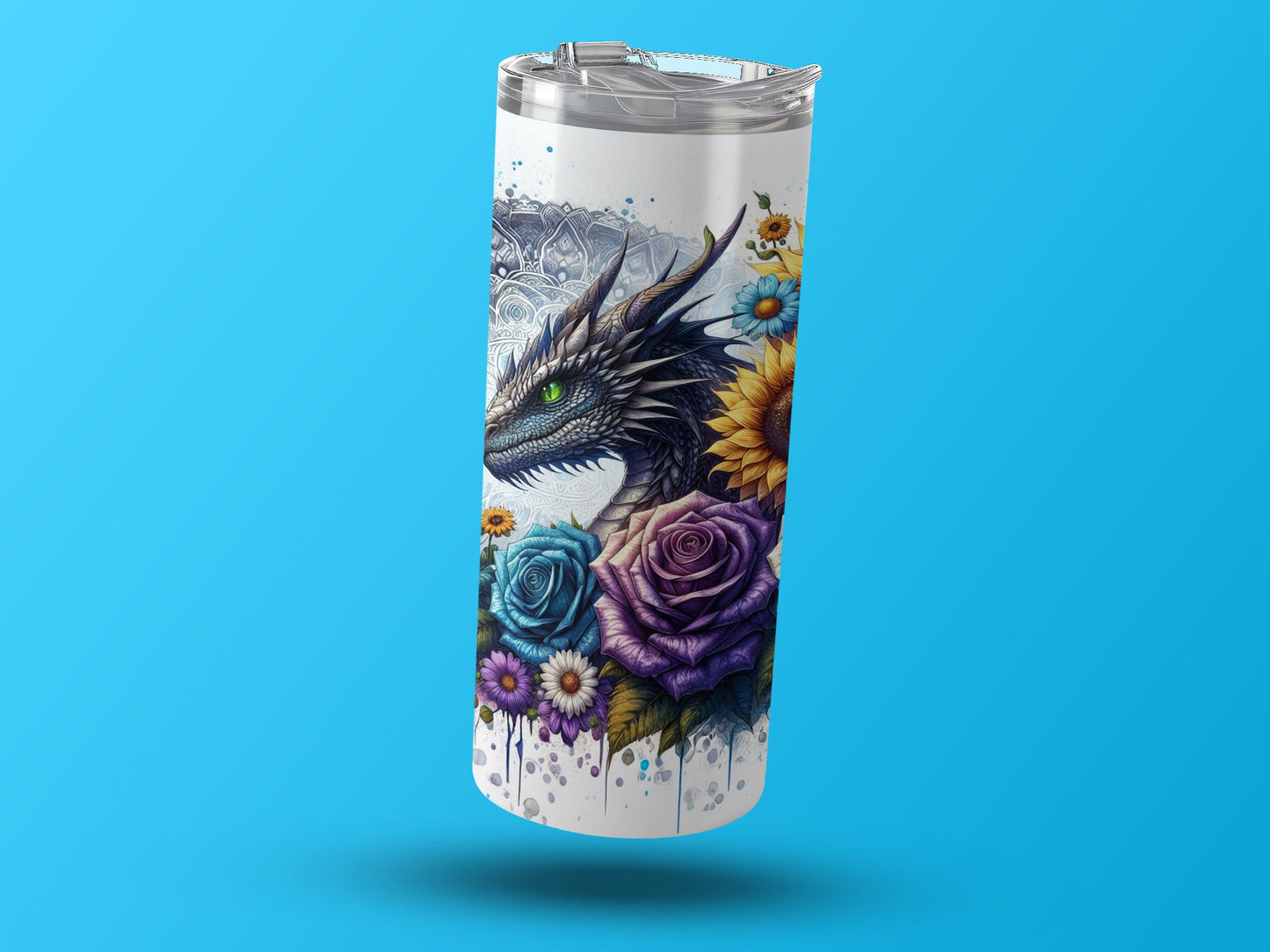 Dragon and Floral Fantasy Travel Tumbler product